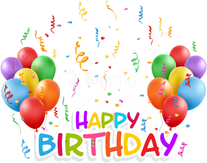Free Png Download Transparent Happy Birthday And Baloons - Happy Birthday Balloons Png Clipart (850x668), Png Download
