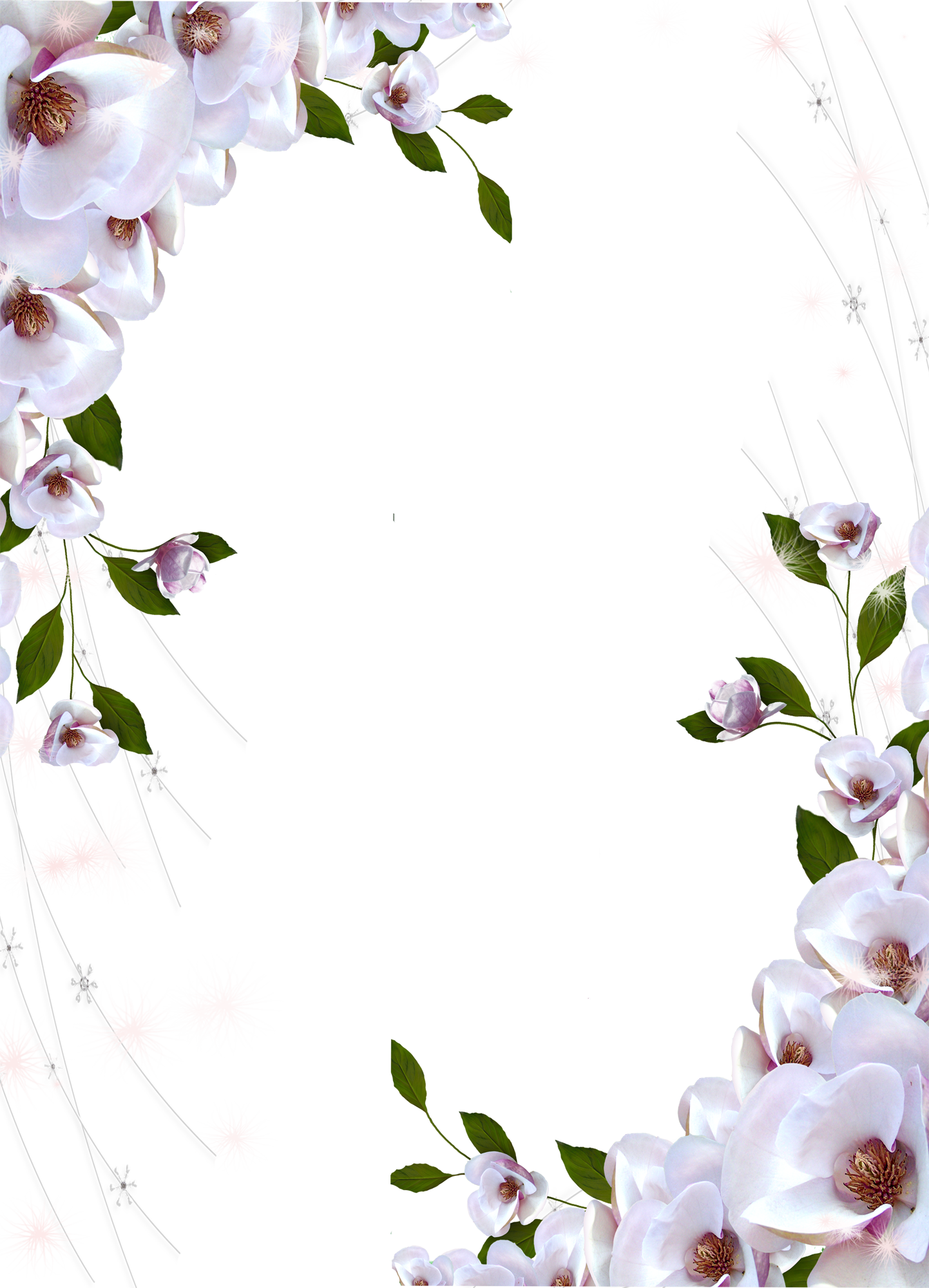Transparent Photo Frame Beautiful Flowers - Beautiful Flower Page Border Clipart (1442x2000), Png Download