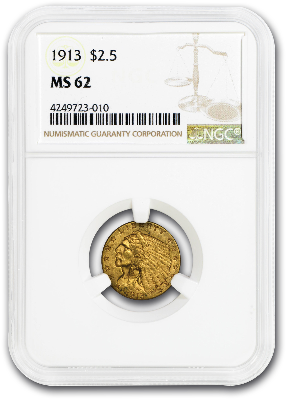 50 Indian Gold Quarter Eagle Ms-62 Ngc Coin For Sale - Coin Clipart (1500x1500), Png Download