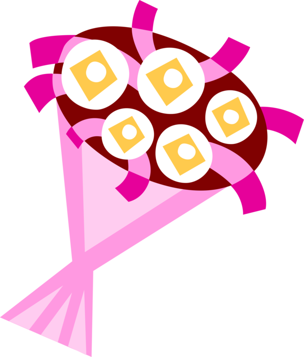 Vector Illustration Of Wedding Flower Bouquet , Png Clipart (596x700), Png Download