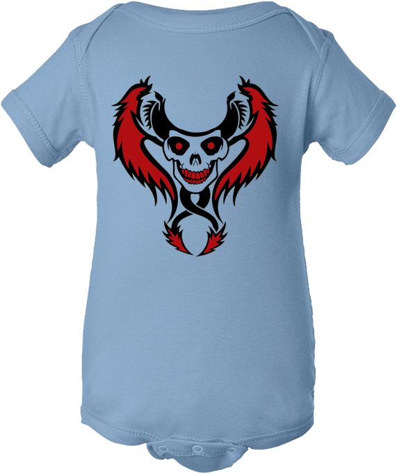 Tribal Dragon Skull Head Baby Body Suit - Infant Bodysuit Clipart (571x682), Png Download