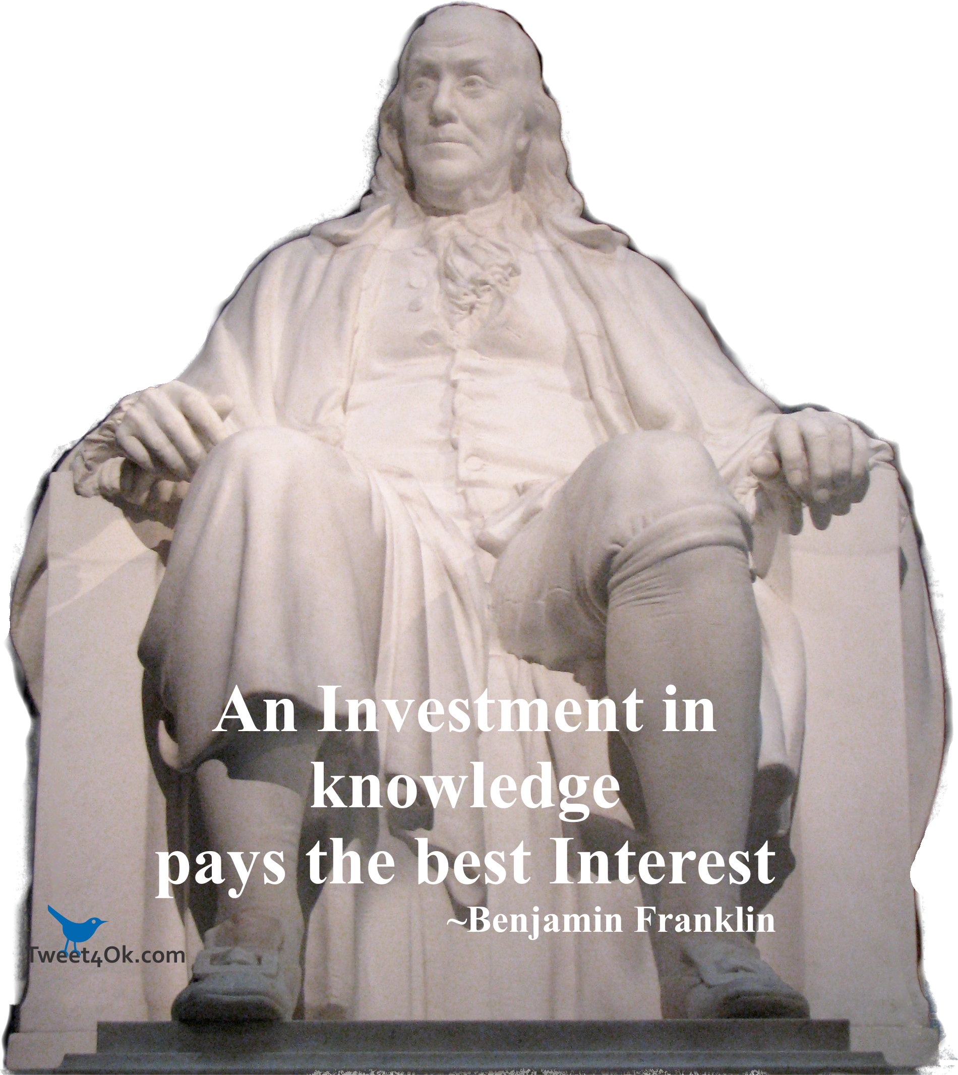 An Investment In Knowledge Pays The Best Interest ~ - Franklin Institute, Ben Franklin Statue Clipart (1900x2132), Png Download