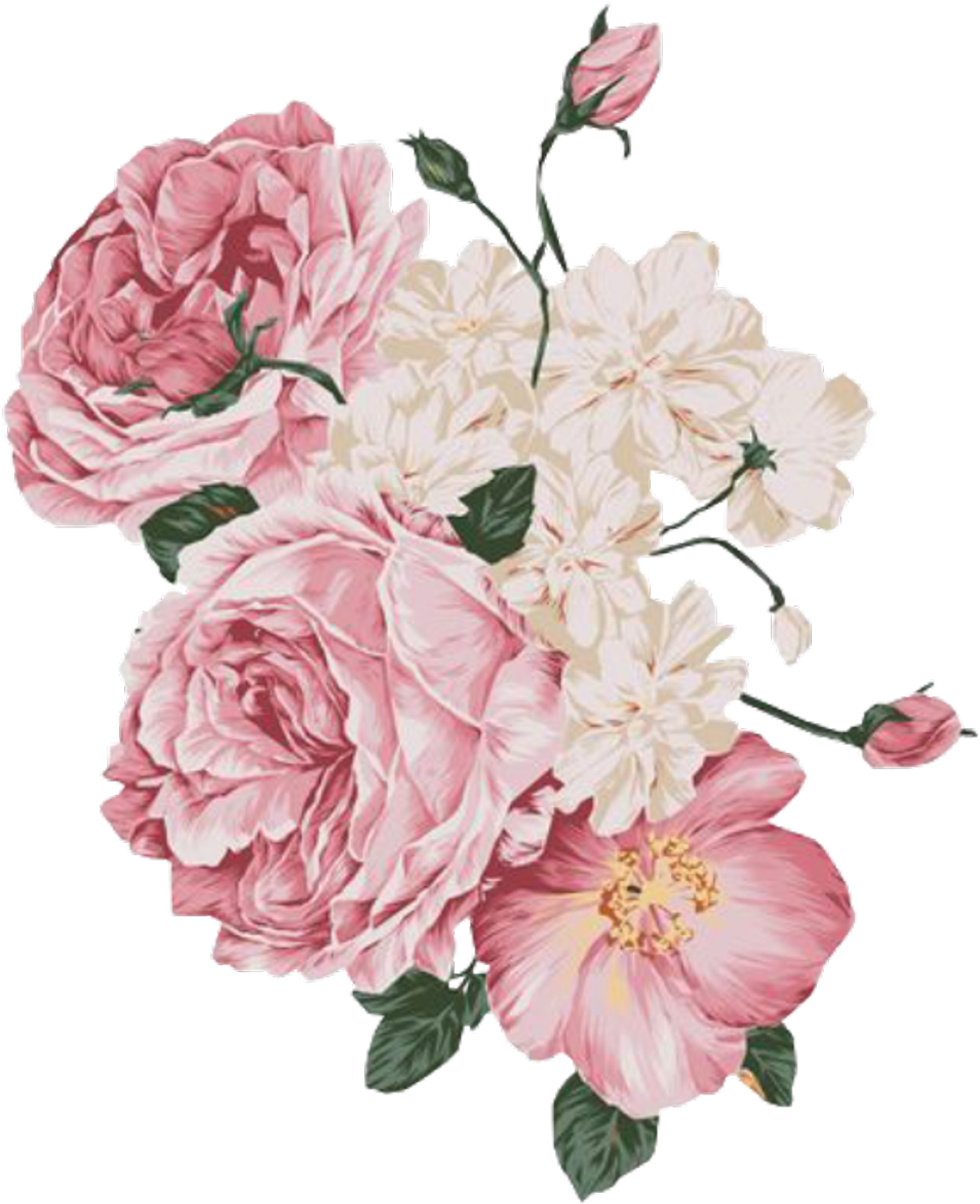Flower Overlay Png - Flowers Pink Vintage Png Clipart - Large Size Png  Image - PikPng