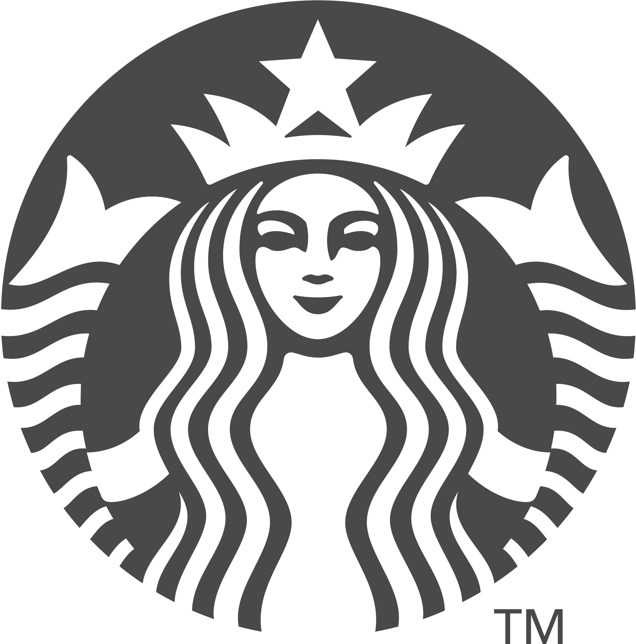Starbucks Logo Black And White - Starbucks Logo White Png Clipart (2400x2427), Png Download