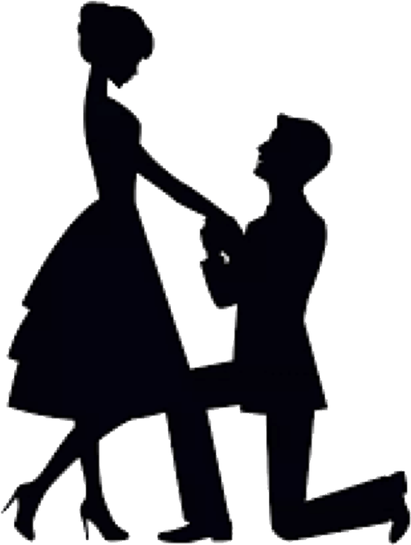 #couple #silhouette #black #love #romantic - Will You Marry Me Drawing Clipart (1024x1024), Png Download