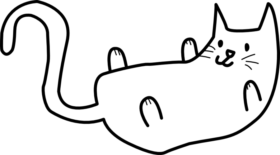 Cat Clipart Simple - Line Drawing Cat Transparent - Png Download (900x500), Png Download