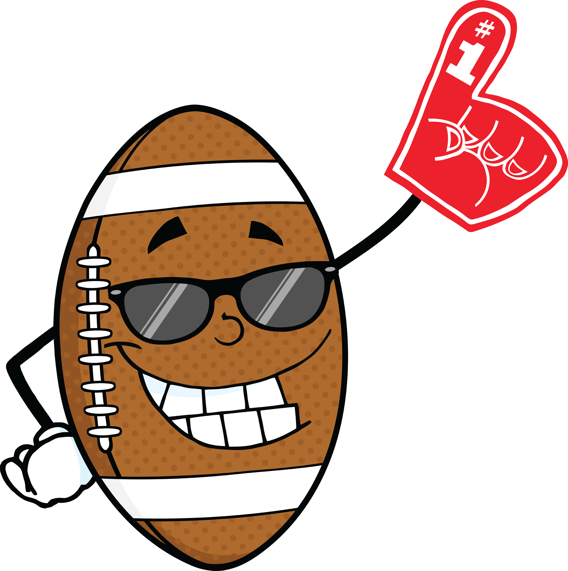 6588 Smiling American Football Ball With Sunglasses - Funny American Football Cartoon Clipart (2385x2400), Png Download