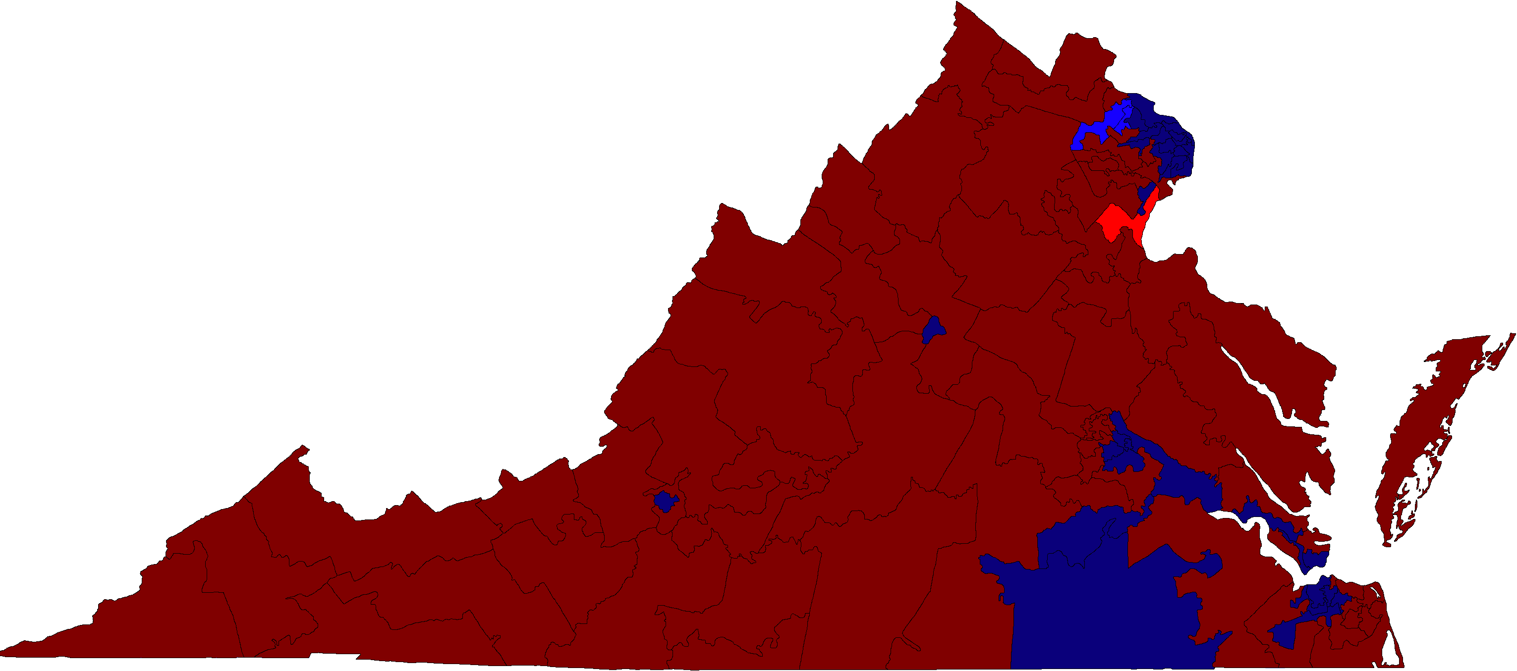 Virginia House Of Delegates Election Results Map 2015 - Virginia Election Results 2018 Map Clipart (3061x1355), Png Download