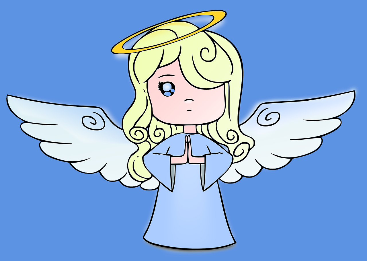 Angel Girl Wings Cute Halo Png Image - Cartoon Angel Clipart (1280x910), Png Download
