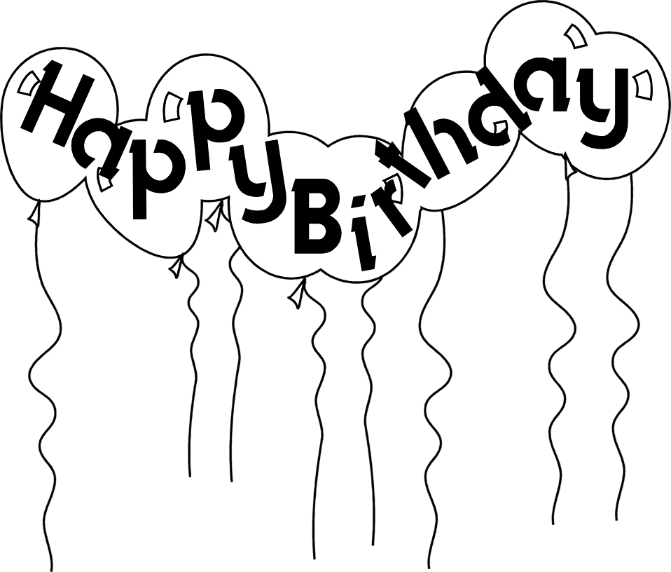 Birthday Balloon Clipart Black And White - Happy Birthday Gif Countdown - Png Download (958x816), Png Download