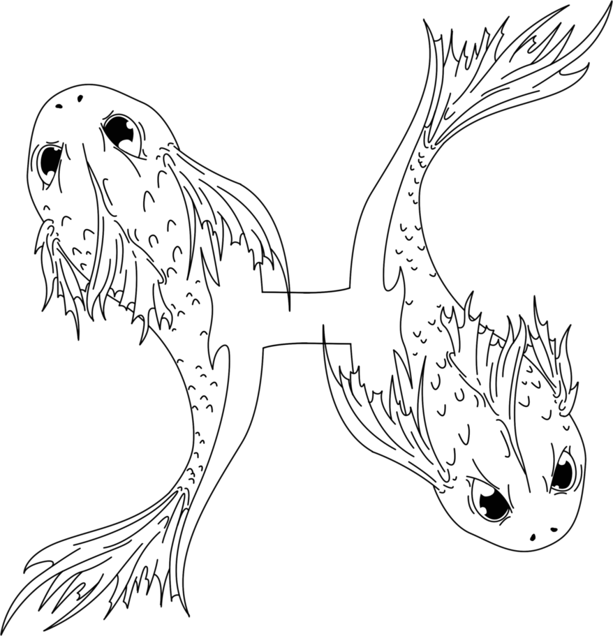 Pisces Tattoo Zodiac Outline Design - Pisces Clipart (878x911), Png Download