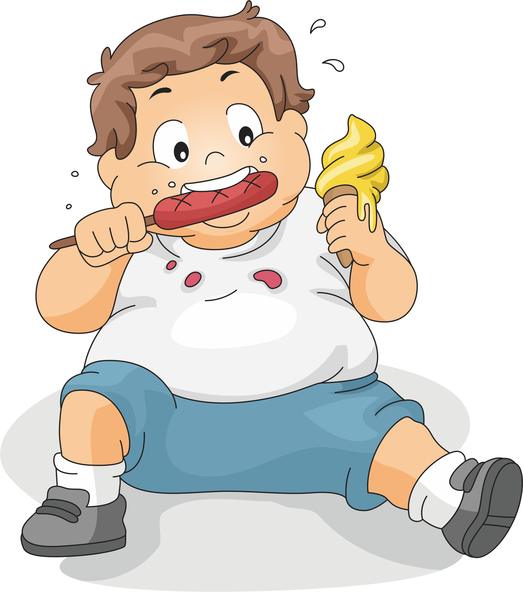 Eating Boy Child Clip Art - Fat Boy Eating Clipart - Png Download (1805x2045), Png Download
