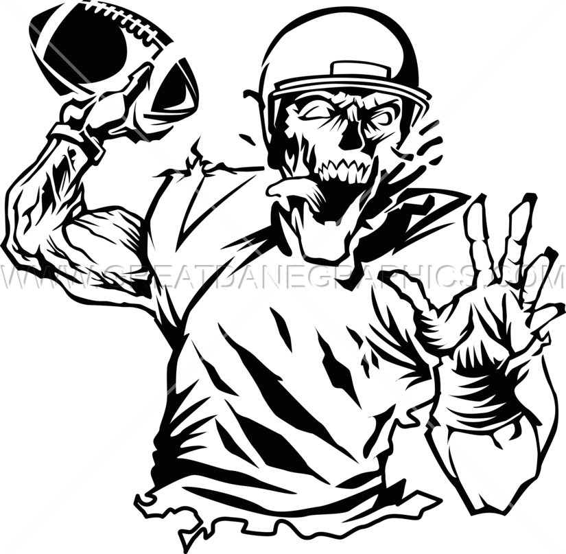 Clip Transparent Library Quarterback Production Ready - Zombie Football Player Drawing - Png Download (825x807), Png Download