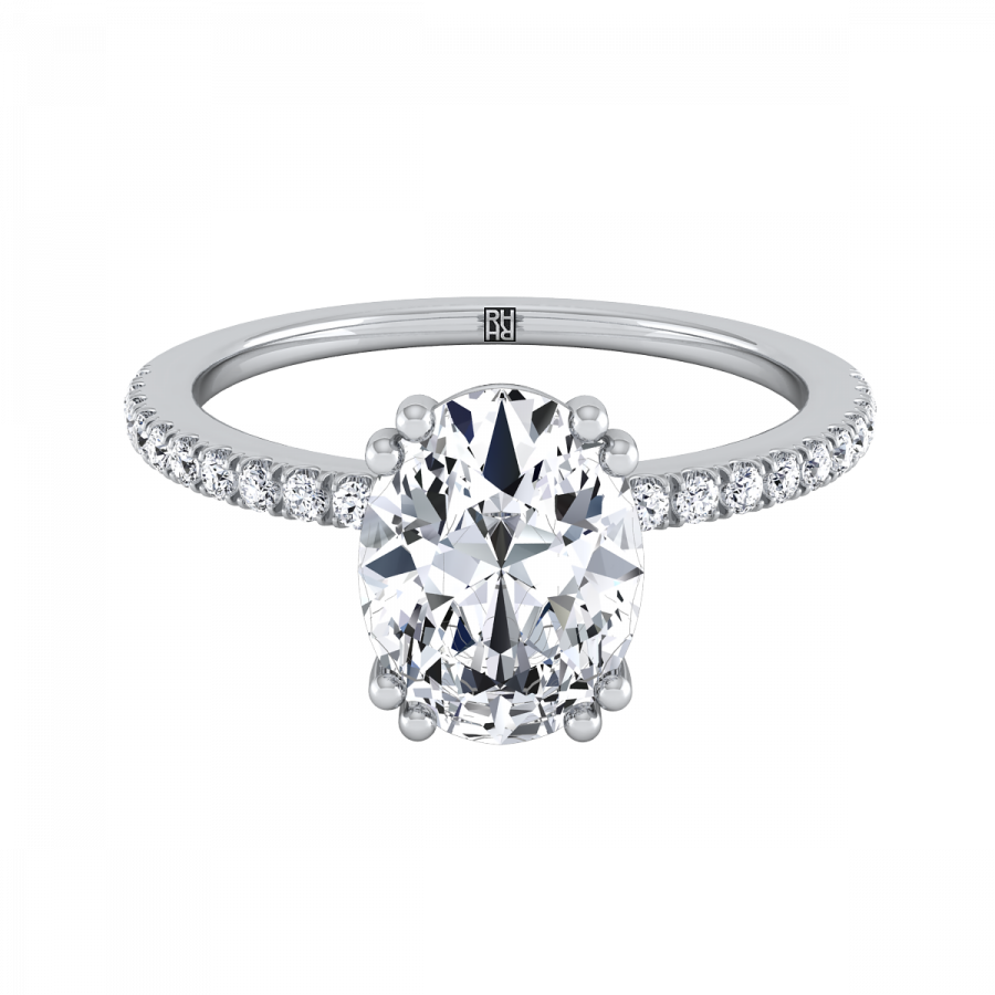 Classic Petite Split Prong Oval Diamond Engagement - Engagement Ring Clipart (900x900), Png Download