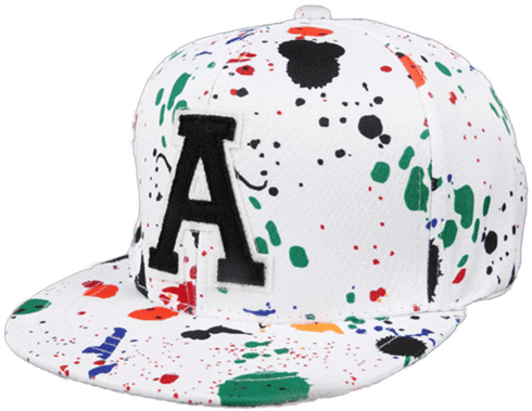 A White Snapback Cap With Abstract Drops Of Colorful - Gorras Planas Con Estilo Clipart (600x600), Png Download