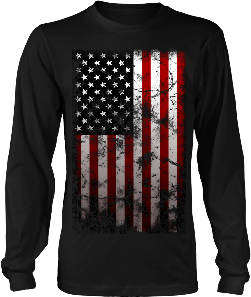 Vintage American Flag Long-sleeve Shirt, Merchant Of - Funny Christmas T Shirt Family Clipart (1024x1024), Png Download