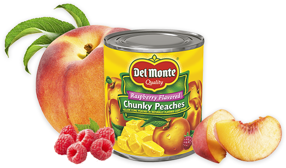 Yellow Cling Peach Chunks In Raspberry Flavored Light - Monte Clipart (1050x338), Png Download