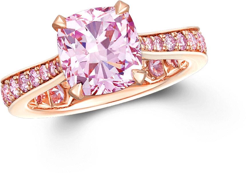 42 Cts Cushion Cut Pink Diamond Ring By Graff - Engagement Ring Clipart (2000x2000), Png Download