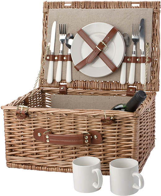 Two Person Willow Picnic Basket Br5794 - Cestas Picnic Para 2 Clipart (520x632), Png Download