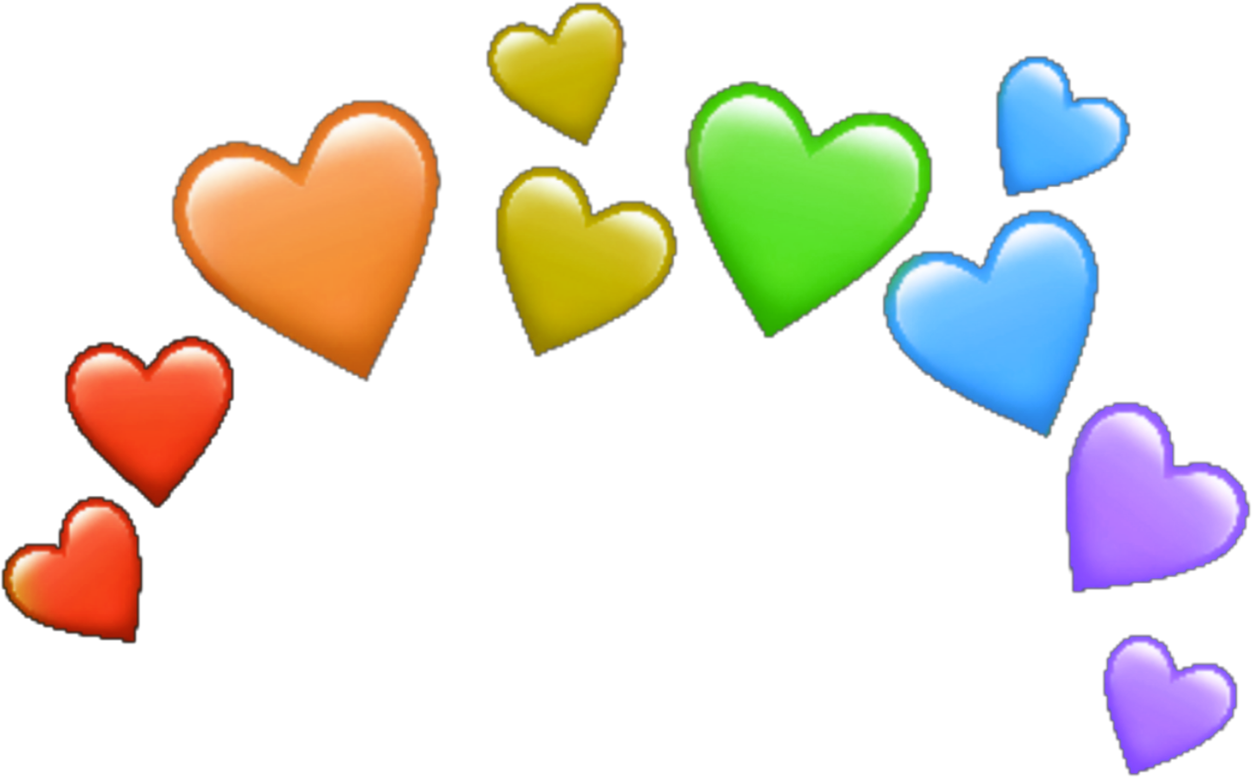 Rainbow Hearts Heart Arcoiris Corazones Corazon Corazón - Transparent Hearts Ios Emoji Clipart (2828x2828), Png Download