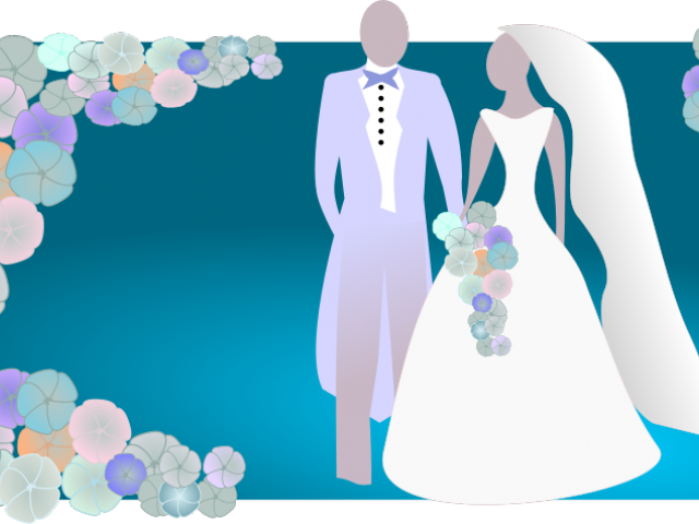 Bride And Cartoon Free Download Clip Art - Wedding Clipart Blue - Png Download (640x480), Png Download