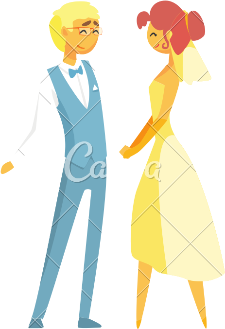 Bride And Groom Holding Hands - Illustration Clipart (800x800), Png Download