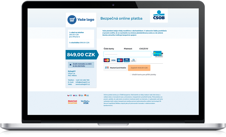 Online Card Payment With Čsob Is Secure - Insurance Mobile App Design Clipart (800x480), Png Download