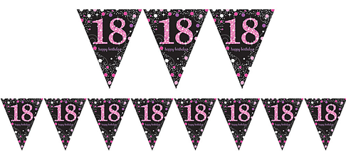 Pink Sparkling Celebration 18 Prismatic Pennant Banner - Triangle Clipart (485x659), Png Download
