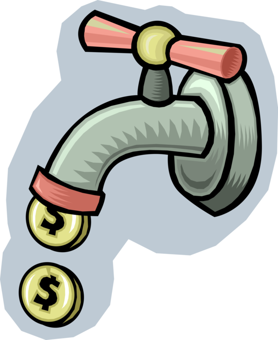 Vector Illustration Of Water Tap Faucet Spigot Dripping - Save Water Save Money Clipart (571x700), Png Download