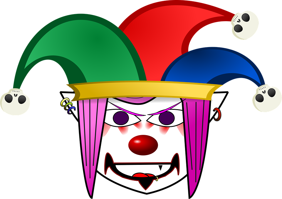 Creepy Clipart Jester - Clown On Computer - Png Download (960x676), Png Download