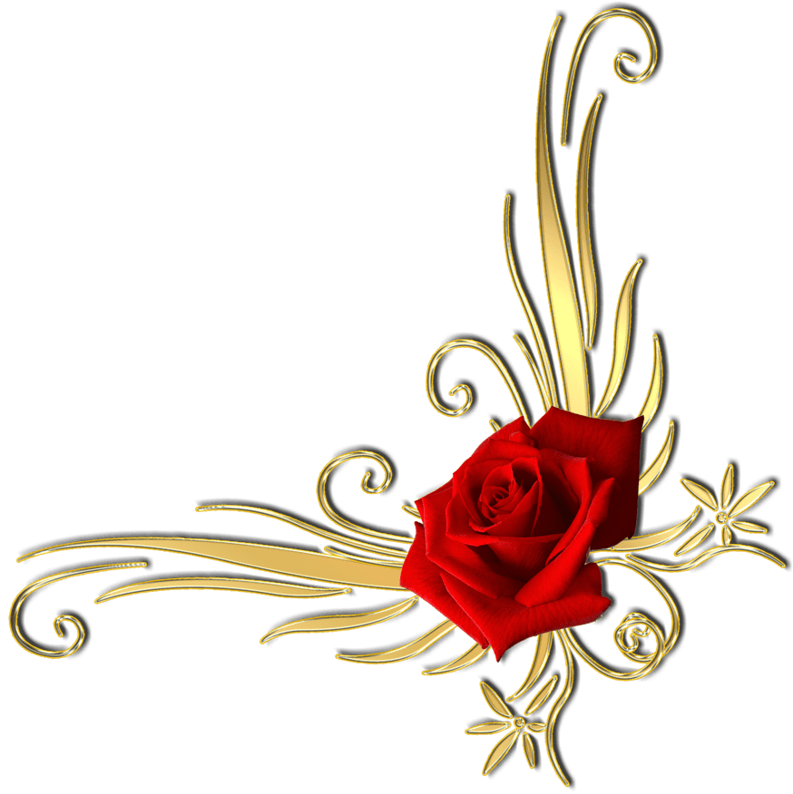 Red And Gold Flower Png , Png Download - Flowers Frame Png Red Clipart (874x876), Png Download