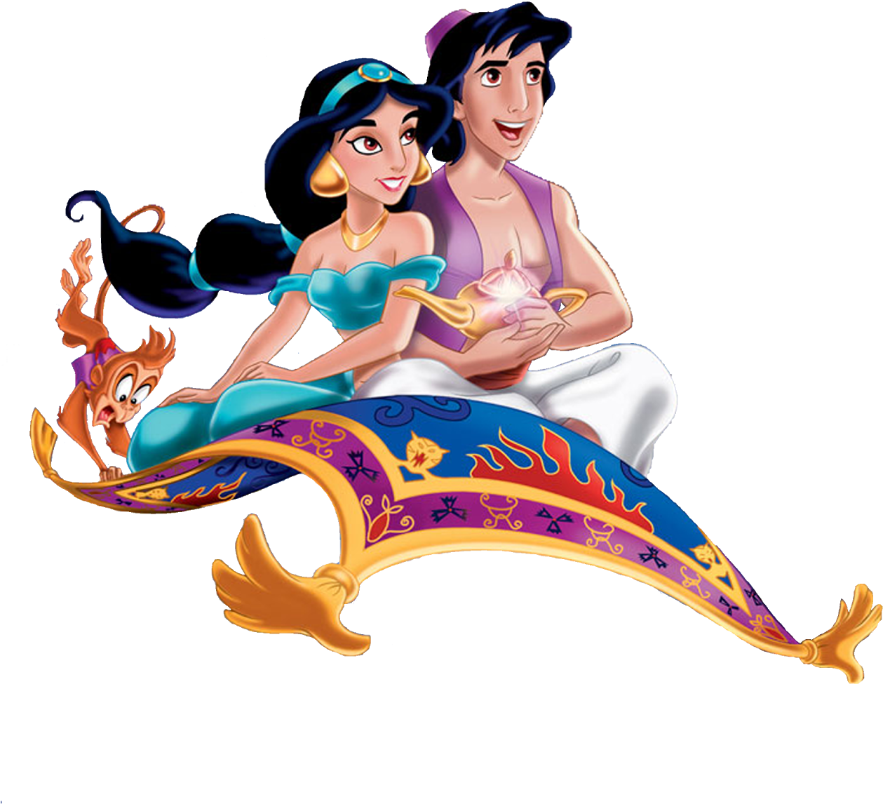 View large size Aladdin And Jasmine On Magic Carpet Clipart - Jasmine Aladd...