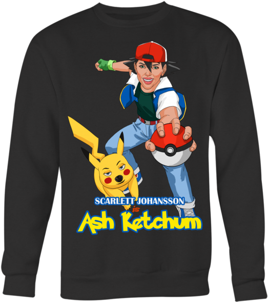 Scarlett Johansson Is Ash Ketchum - Scarlett Johansson Ash Ketchum Clipart (523x589), Png Download