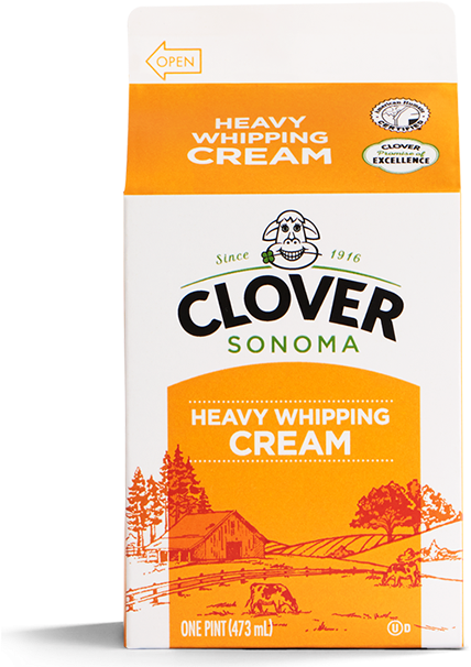 Heavy Whipping Cream - Clover Organic Milk 2% Clipart (600x1005), Png Download