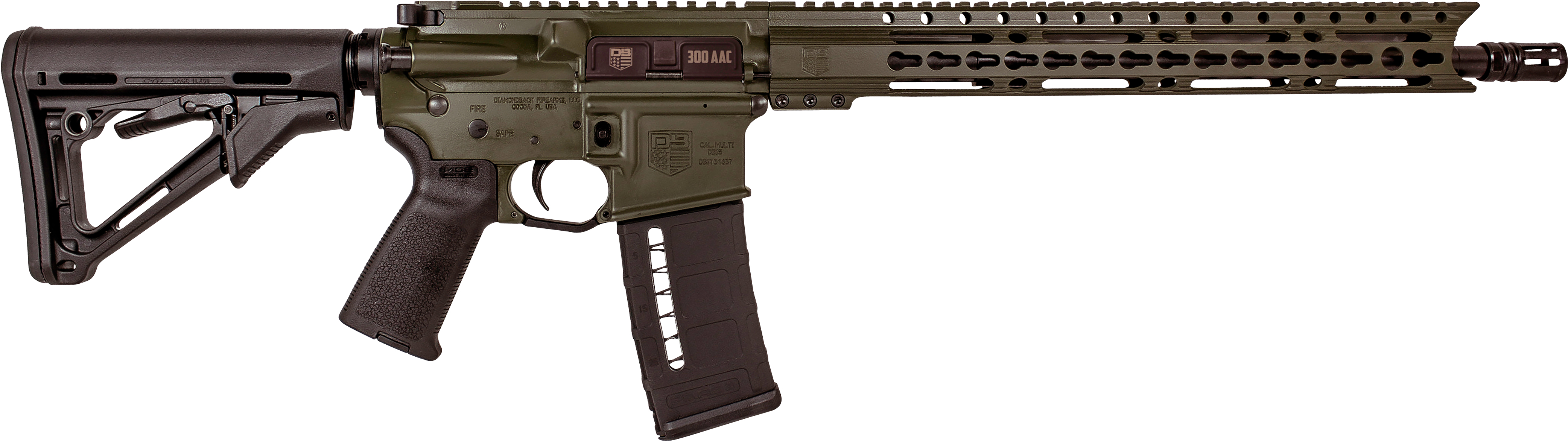 Diamondback Db15e300odg Db15 300 Bo Keymod Semi-automatic - Stag Arms 15 Tactical Clipart (4167x1172), Png Download