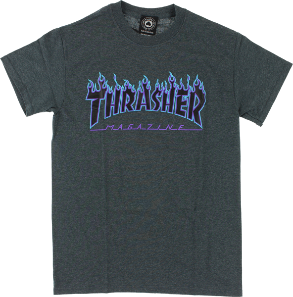 Thrasher Magazine Flame Logo T-shirt - Thrasher Blue And Grey Clipart (592x600), Png Download