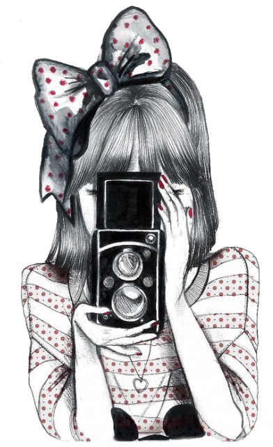 Drawing Collages Tumblr - Cute Girl With Camera Drawing Clipart (470x664), Png Download