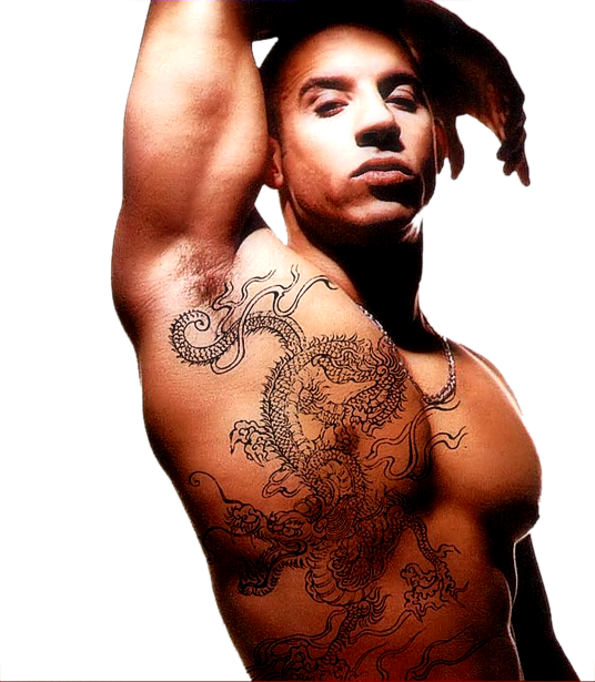 Vin Diesel With Tattoos Clipart (536x615), Png Download