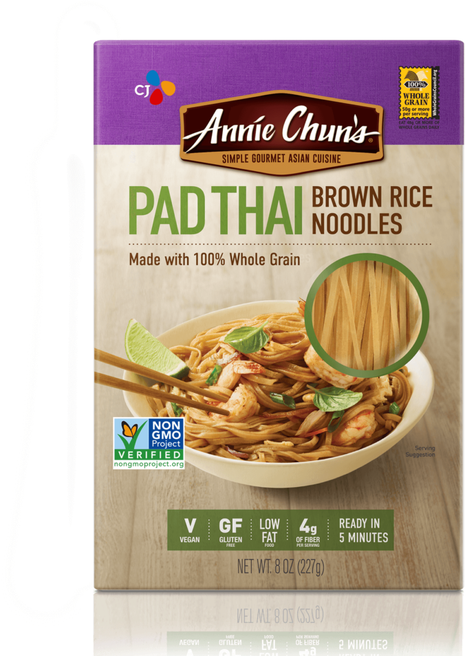 Whole Grain Pad Thai Brown Rice Noodles - Annie Chun's Pad Thai Rice Noodles Clipart (980x980), Png Download