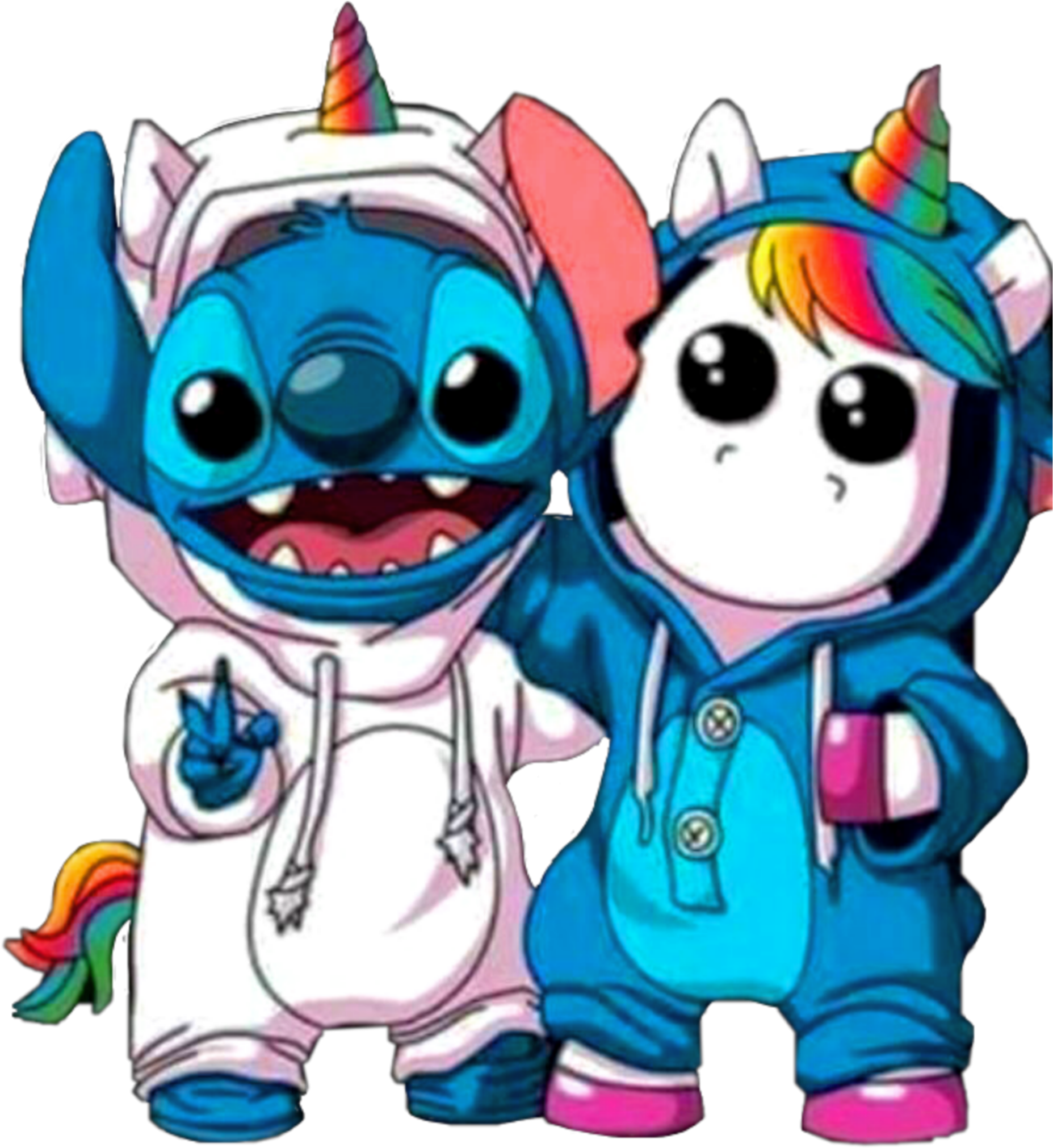 Sticker Stitch Unicorn Unicornio Rainbow Arcoiris Kawaii - Fondos De Pantalla De Unicornio Clipart (1855x2021), Png Download