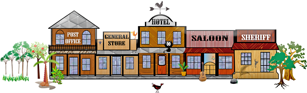 Wild West Town, Western, Cowboys, Rusty - House Clipart (1043x340), Png Download