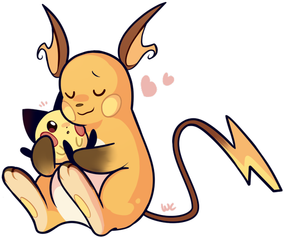 Mama Raichu Loves Her Beta Pichu, Even If He Is A Little - Raichu Y Pichu Png Clipart (680x529), Png Download