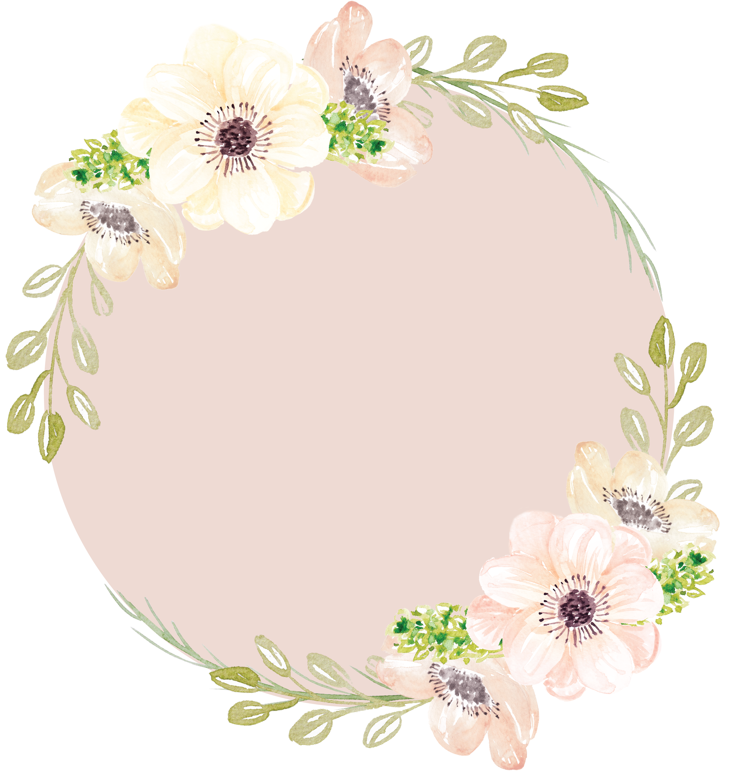 Pink Watercolor Garlands Flowers Painting Hand-painted - Floral Design Clipart (3600x3600), Png Download