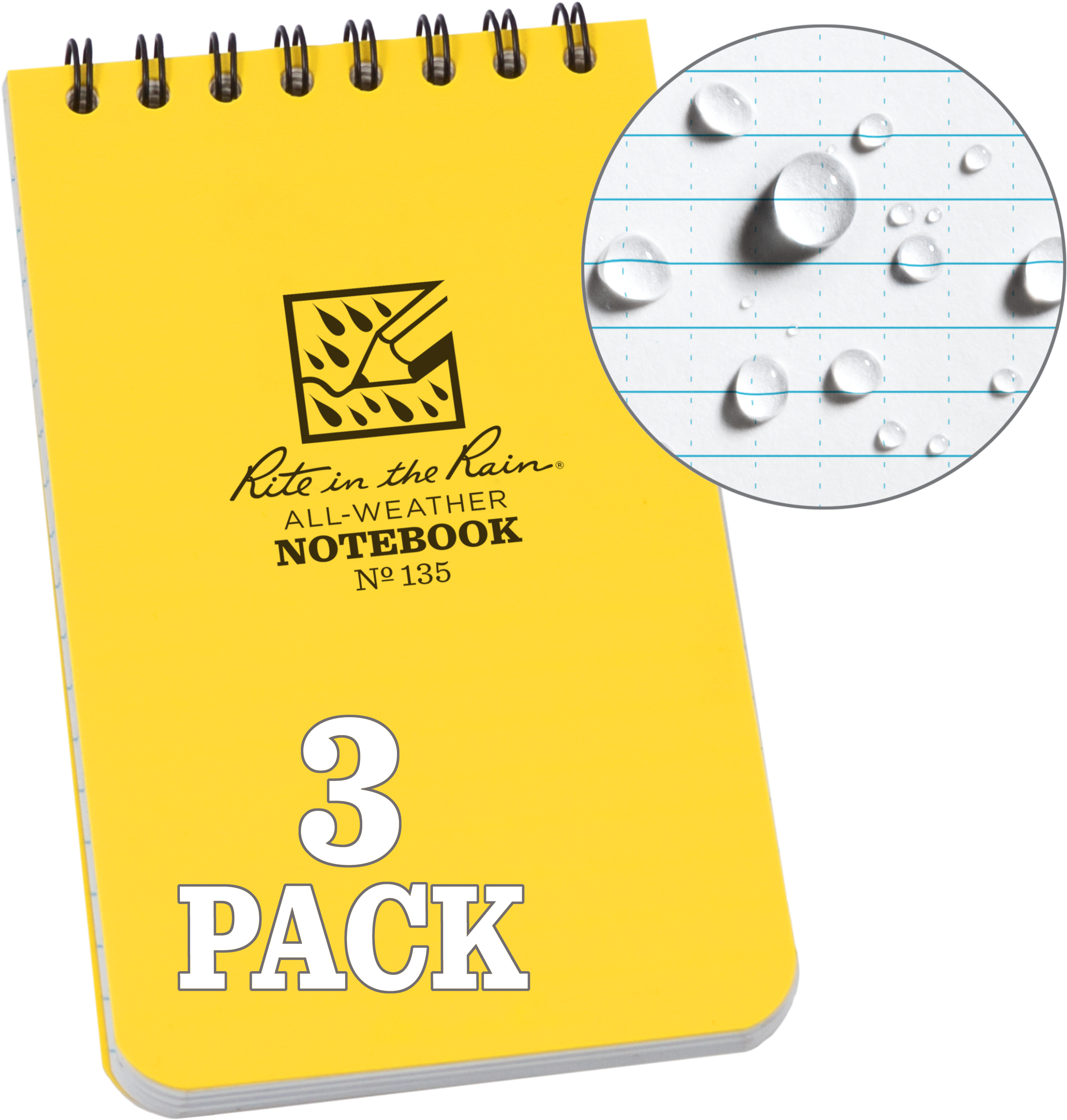 Rite In The Rain Weatherproof Top Spiral Notebook, - Bloco De Anotações Impermeável Clipart (3000x3000), Png Download