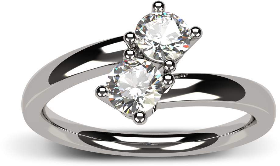 Ring With Two Stones , Png Download - Engagement Ring Clipart (918x544), Png Download