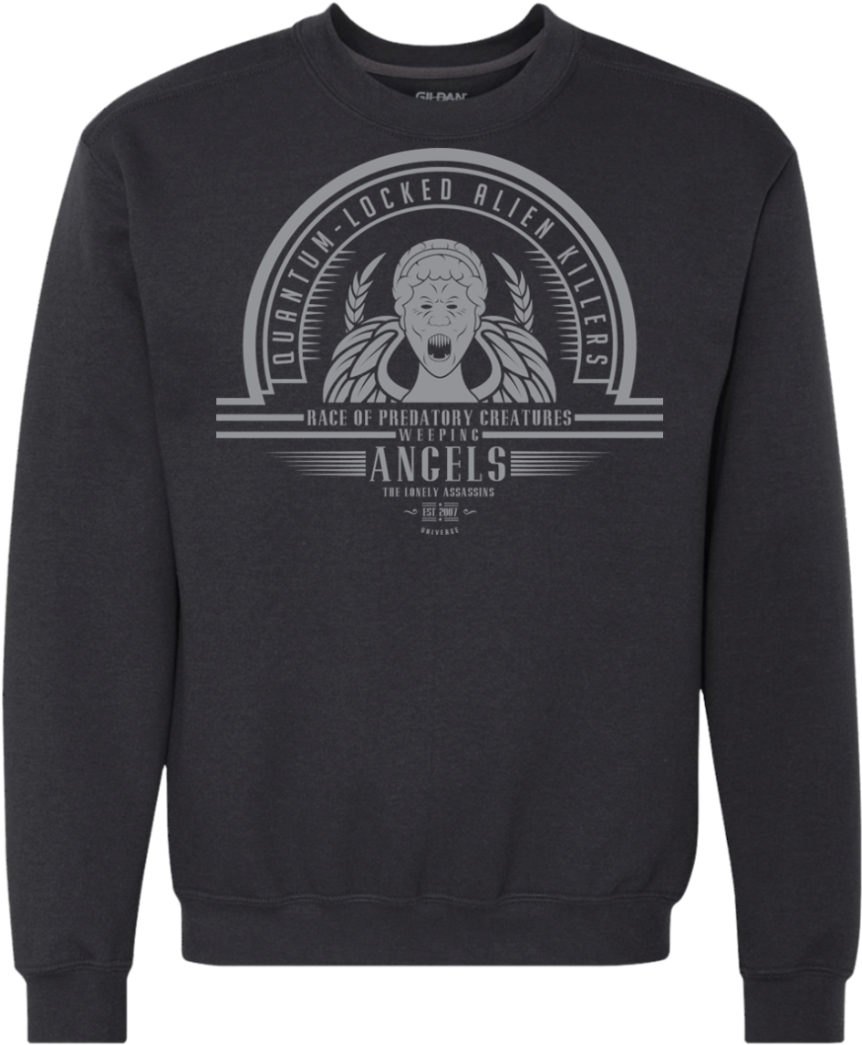 Who Villains Weeping Angels Premium Crewneck Sweatshirt - Sweater Clipart (945x1145), Png Download
