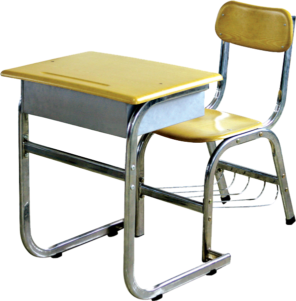 School Desk And Chiars Of Class Room , Png Download - Chair And Desk In One Clipart (592x601), Png Download