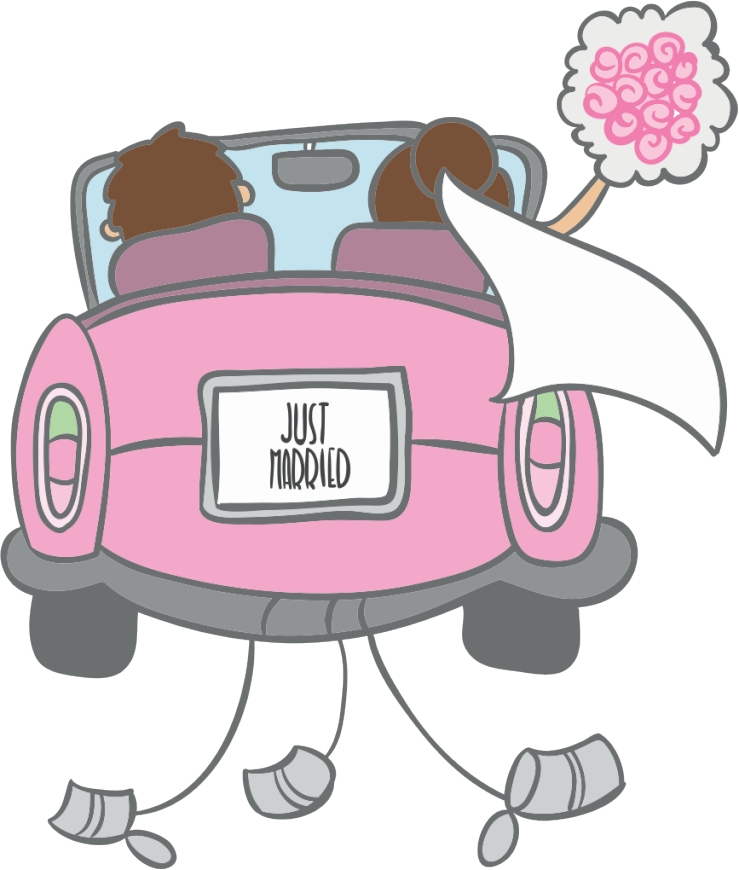Wedding Icon, - Noivos Desenho Carro Png Clipart (739x870), Png Download