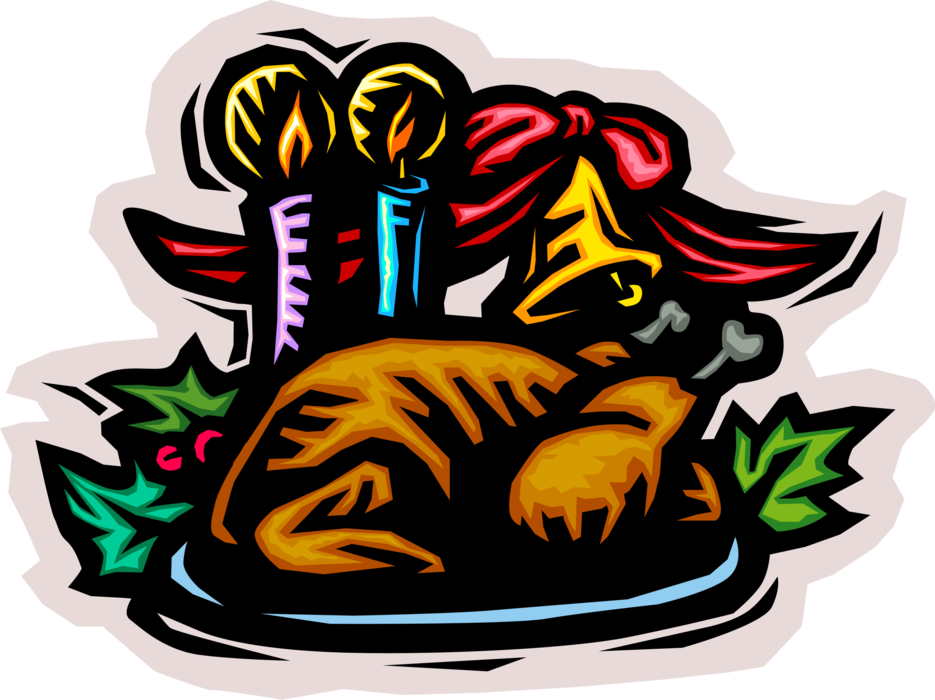 Vector Illustration Of Traditional Christmas Roast - Illustration Clipart (935x700), Png Download