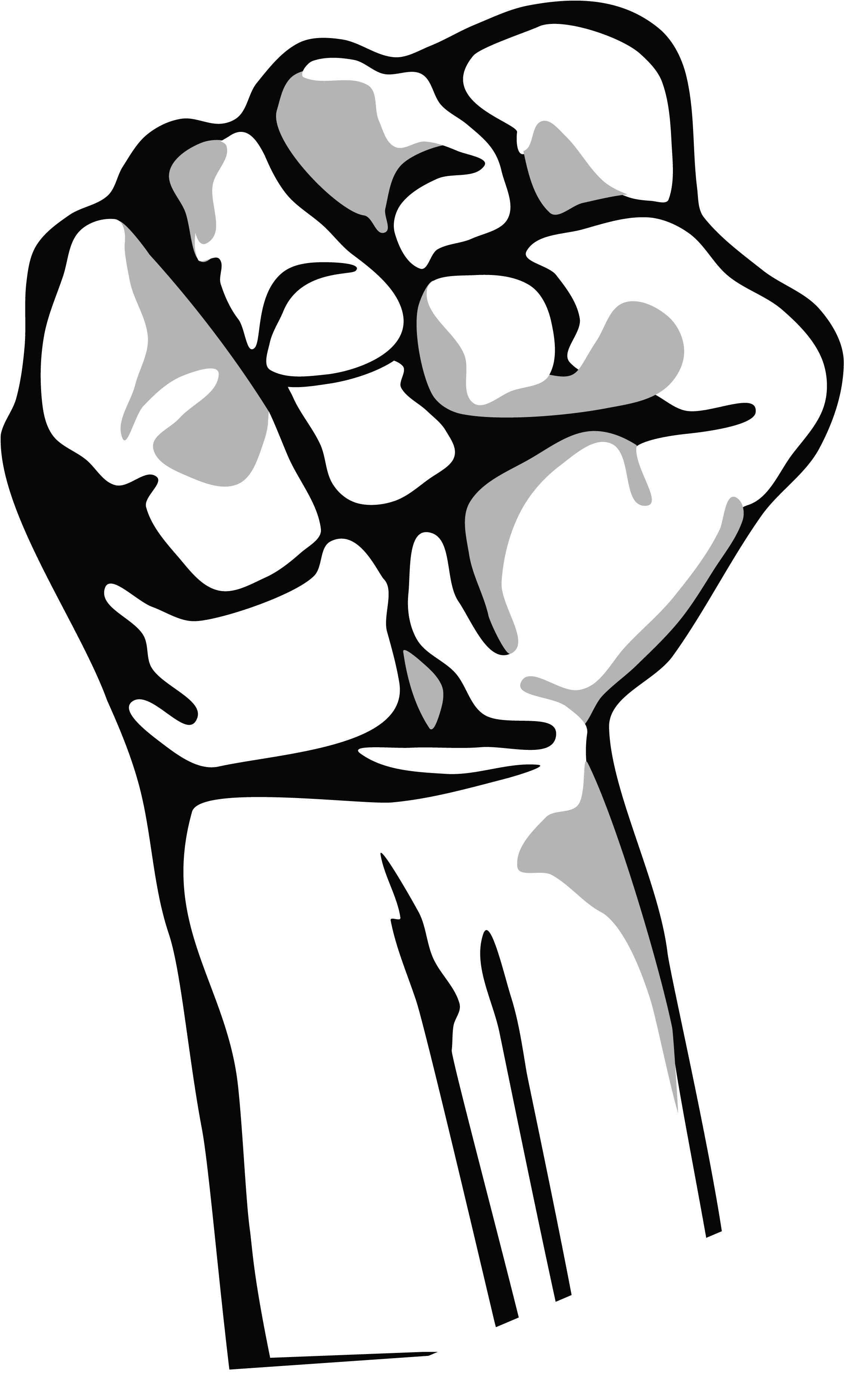 Fist Clipart Black And White - Raised Fist - Png Download (2258x3756), Png Download